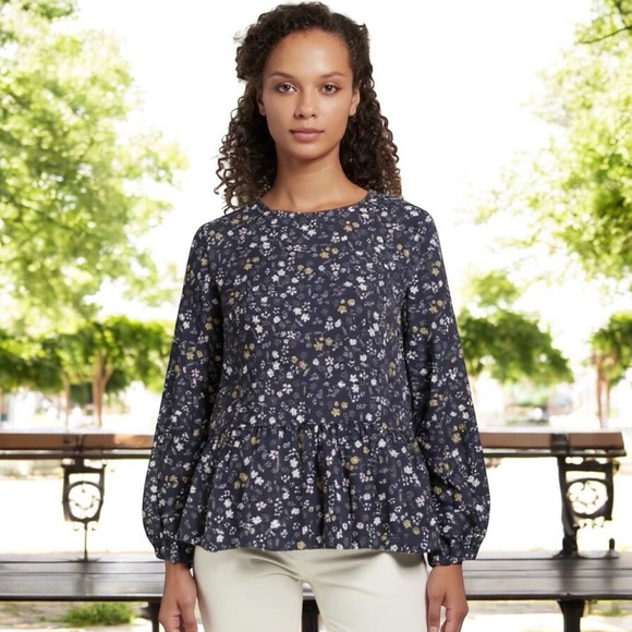 Barbour Amelia Floral Ling Sleeve Top Blouse Size 12‎ - Picture 1 of 14